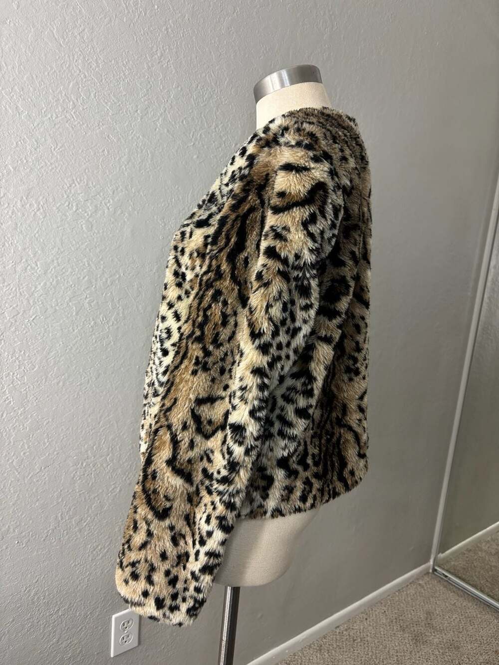 Brown Leopard Print Faux Fur Jacket - , - Picture 2 of 6